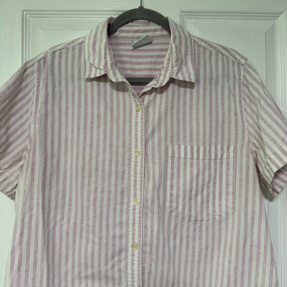 BDG Urban Outfitters Women's Pink Striped Button Up Shirt Size Large - Picture 2 of 9